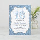 Denim Diamonds Glitter Elegant Frame Sweet 16 Kaart (Staand voorkant)