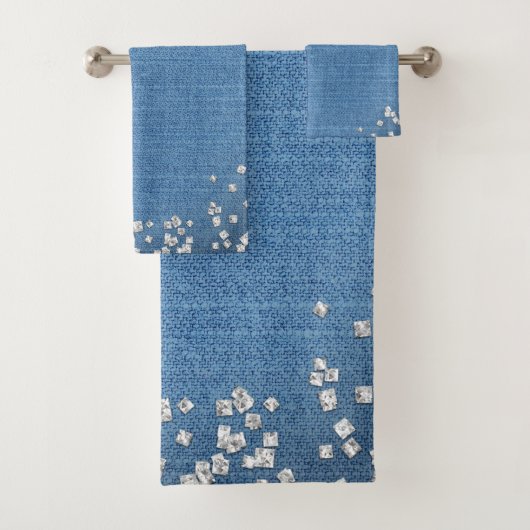 Denim & Diamonds Glitter Glans Custom Bad Handdoek (Insitu)