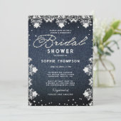 Denim Diamonds Glitter Kant Elegante Bruiloft Fees Kaart (Staand voorkant)