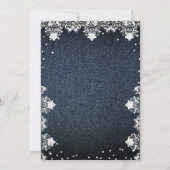 Denim Diamonds Glitter Kant Elegante Bruiloft Fees Kaart (Achterkant)