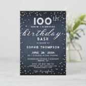 Denim Diamonds Glitter Modern 100e verjaardag Kaart (Staand voorkant)