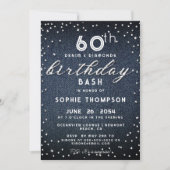 Denim Diamonds Glitter Modern 60th Birthday Party Kaart (Voorkant)