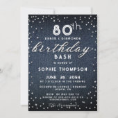 Denim Diamonds Glitter Modern 80th Birthday Party Kaart (Voorkant)