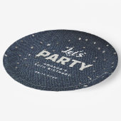 Denim Diamonds Glitter Rhinestone Chic Let's Party Papieren Bordje (Gekanteld)