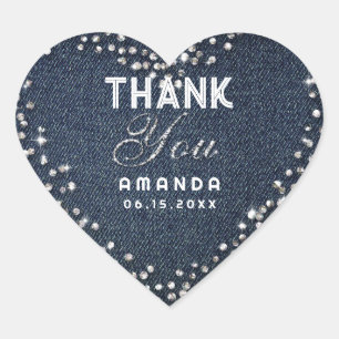 Denim Diamonds Glitter Rhinestone Hart Sticker