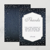 Denim Diamonds Glitter Rhinestones Frame Dank je Bedankkaart (Voorkant / Achterkant)