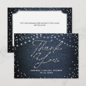 Denim Diamonds Glitter Rustieke Lichten Dank u Bedankkaart (Voorkant / Achterkant)