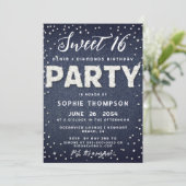 Denim Diamonds Glitter Sweet 16 Birthday Party Kaart (Staand voorkant)