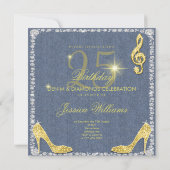 Denim & Diamonds Gold 25e verjaardag Kaart (Achterkant)