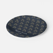 Denim & Diamonds Goud & Blauw Bling Glam Party Papieren Bordje (Gekanteld)