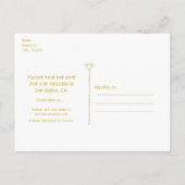 Denim & Diamonds Goud & Blauw Glam Save The Date Aankondigingskaart (Achterkant)