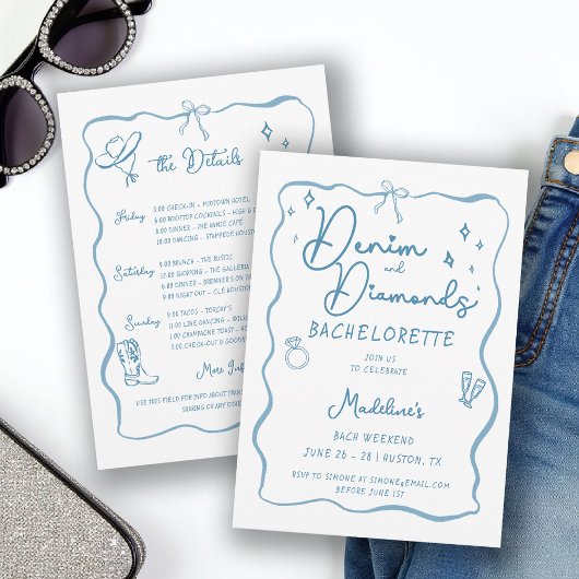 Denim Diamonds Hand Schrijven Bachelorette Route Kaart