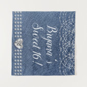 Denim & Diamonds Heart Verjaardagsfeest Backdrop Wandkleed (Voorkant (horizontaal))