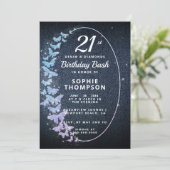 Denim Diamonds Holo Butterfly Lijst Birthday Party Kaart (Staand voorkant)