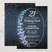 Denim Diamonds Holo Butterfly Lijst Birthday Party Kaart (Voorkant / Achterkant)