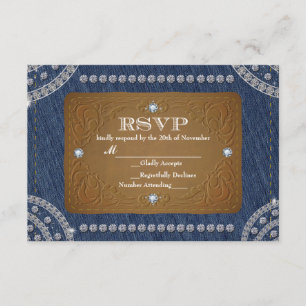 Denim & Diamonds-jans Label Wedding RSVP-kaart RSVP Kaartje