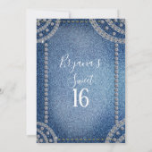 Denim & Diamonds Jean Birthday Sweet 16 Party Kaart (Achterkant)