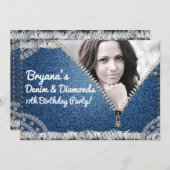 Denim & Diamonds Jean Rits Party Fotouitnodiging Kaart (Voorkant / Achterkant)