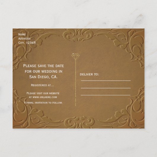 Denim & Diamonds Jeans Label Bewaar de datum Feest Aankondigingskaart (Achterkant)