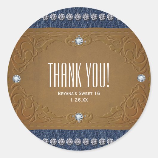 Denim & Diamonds Jeans Label Birthday Party Favor (Voorkant)