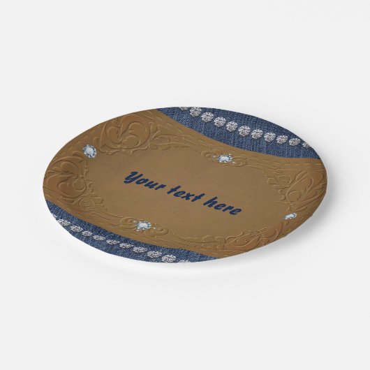 Denim & Diamonds Jeans Label Glam Party Papieren Bordje (Gekanteld)