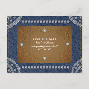 Denim & Diamonds jeans label save the date-feest Aankondigingskaart