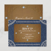 Denim & Diamonds jeans label trouw-RSVP kaart (Voorkant / Achterkant)