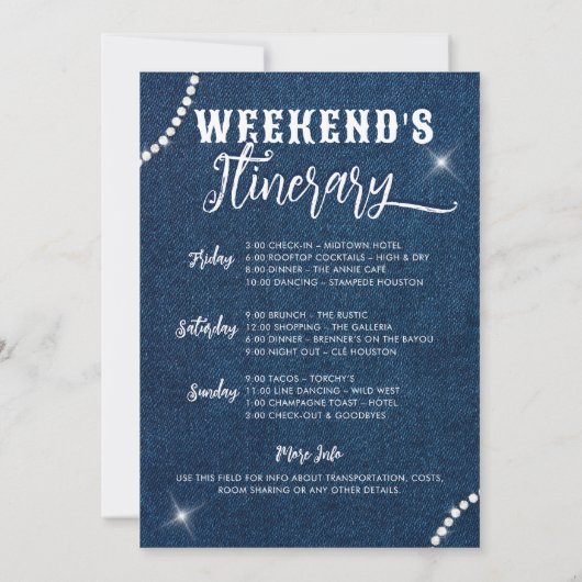 Denim Diamonds laat meisjes gaan Glam Bachelorette Kaart (Achterkant)