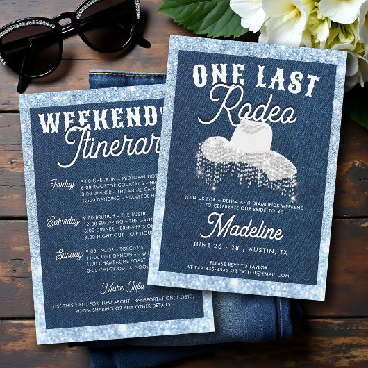 Denim Diamonds Laatste Rodeo Cowgirl Bachelorette Kaart