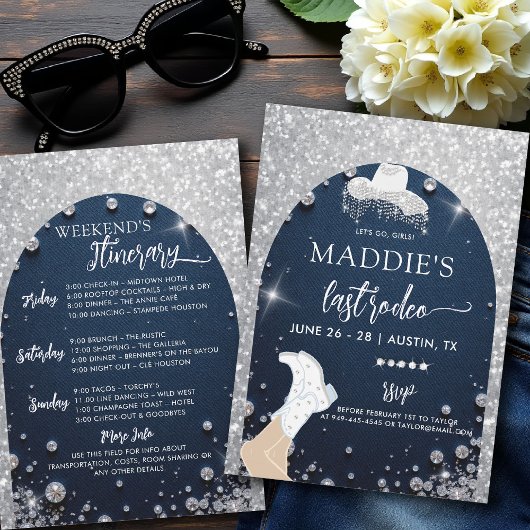 Denim Diamonds Laatste Rodeo Glam Bruidsfeest Kaart