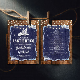 Denim Diamonds Laatste Rodeo Rustieke Chic Bachelo Kaart