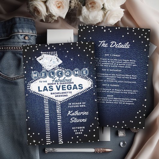 Denim Diamonds Las Vegas Bling Bachelorette Party Kaart