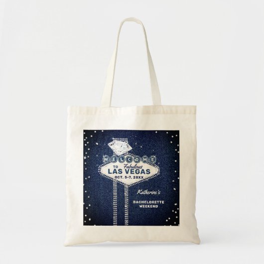Denim Diamonds Las Vegas Trip Bachelorette Party Tote Bag (Voorkant)