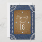 Denim & Diamonds Leren Verjaardagsfeest Sweet 16 Kaart (Achterkant)