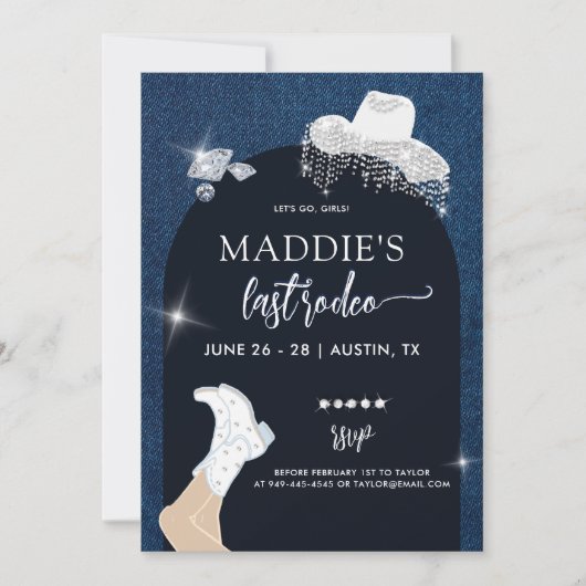 Denim Diamonds Lets Go Girls Arch Bachelorette Kaart (Voorkant)