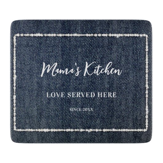 Denim Diamonds Lijst Mama's Kitchen Love Farmhouse Snijplank (Voorkant)