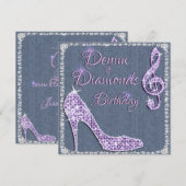 Denim & Diamonds Lilac 25ste verjaardag Kaart (Voorkant / Achterkant)
