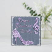 Denim & Diamonds Lilac 25ste verjaardag Kaart (Staand voorkant)