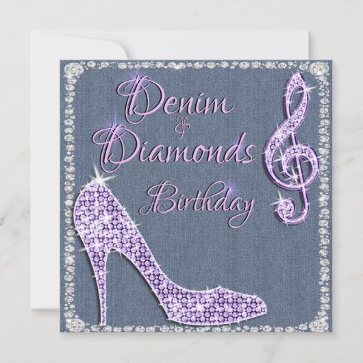 Denim & Diamonds Lilac 25ste verjaardag Kaart (Voorkant)