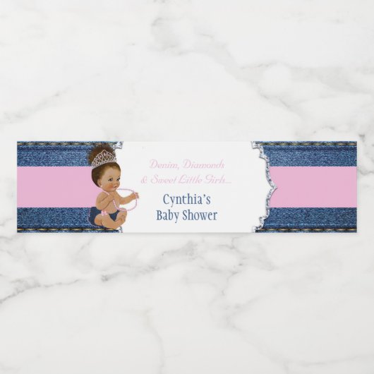 Denim, Diamonds, Little Girls Waterfles Etiket (Enkel label)