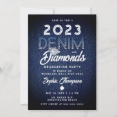 Denim Diamonds Modern Chic Photo Graduparty Kaart (Voorkant)
