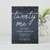 Denim Diamonds Moderne Kalligrafie 21e Verjaardag Kaart (Staand voorkant)