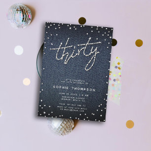 Denim Diamonds Moderne Kalligrafie 30e Verjaardag Kaart