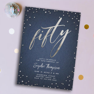 Denim Diamonds Moderne Minimalistische 50ste Verja Kaart