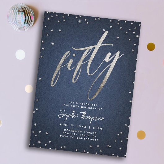 Denim Diamonds Moderne Minimalistische 50ste Verja Kaart