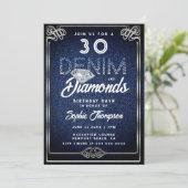 Denim Diamonds Nieuwe Lijst 30e verjaardag Kaart (Staand voorkant)