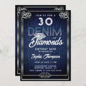 Denim Diamonds Nieuwe Lijst 30e verjaardag Kaart (Voorkant / Achterkant)