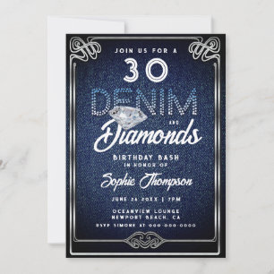 Denim Diamonds Nieuwe Lijst 30e verjaardag Kaart