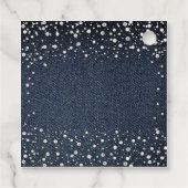 Denim Diamonds Parels Blauw Paar Bruiloft Douche Bedankjes Labels (Achterkant)