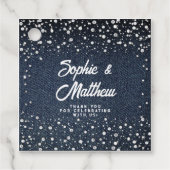 Denim Diamonds Parels Blauw Paar Bruiloft Douche Bedankjes Labels (Voorkant)